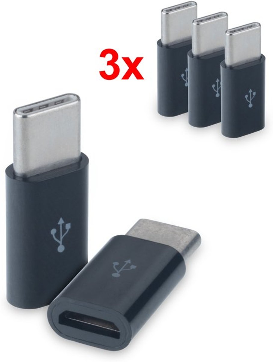 Set van 3 verloop adapter Micro USB-adapter naar USB 3.1 Type-C