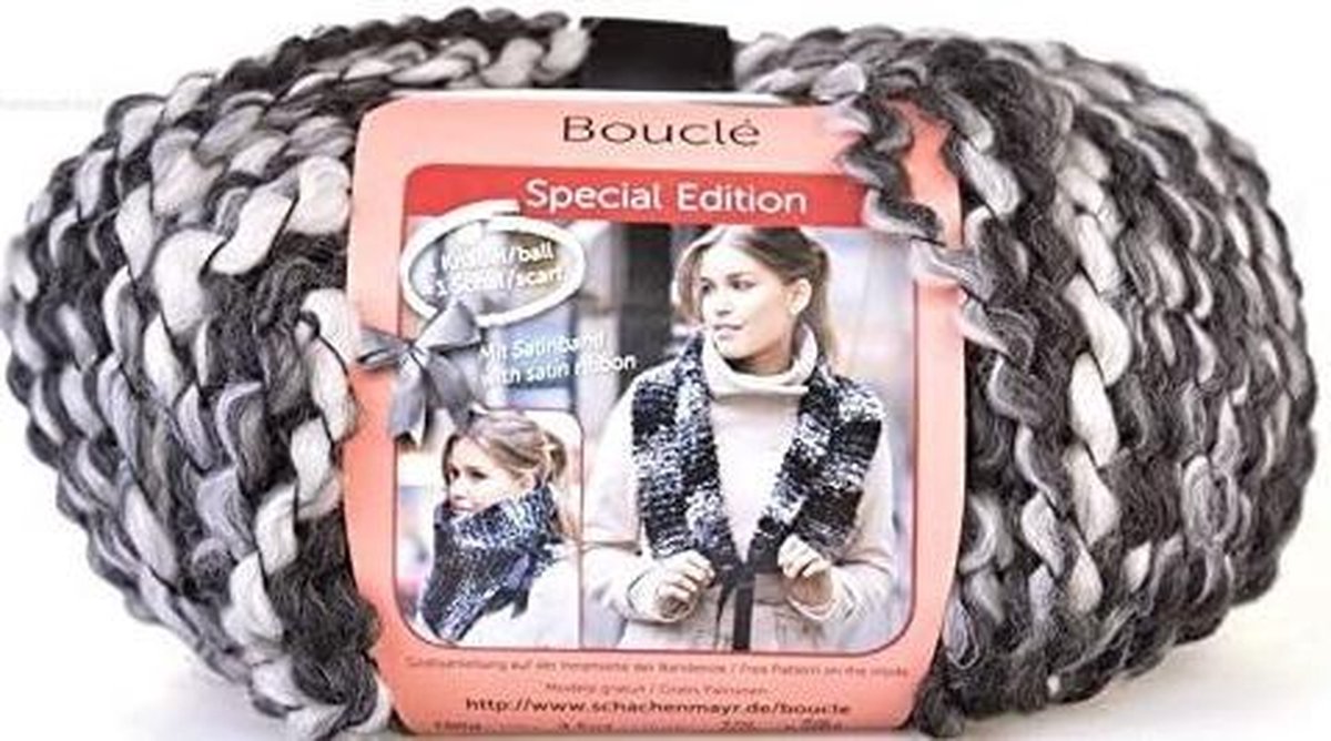 Schachenmayr Boucle Special Edition 0080 Zwart Grijs 150 gram