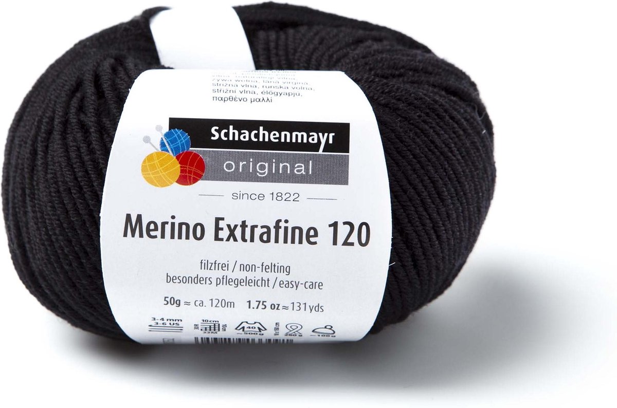 Schachenmayr Breiwol Merino Extrafine 5 Pack - 100% Scheerwol Zwart