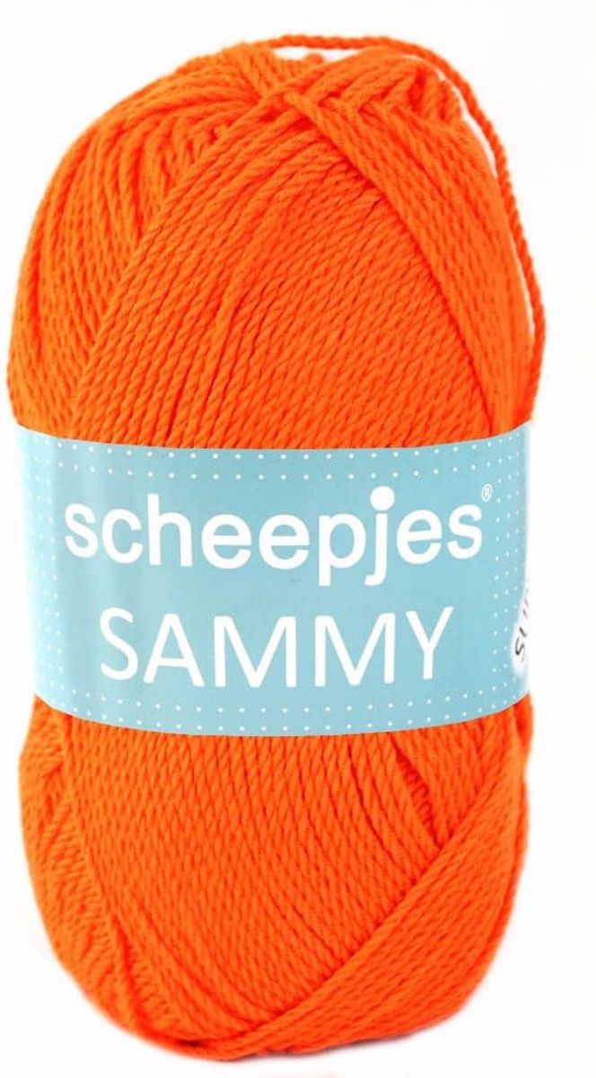 AANBIEDING: SCHEEPJES SAMMY 121 ORANJE. PAK MET 10 BOLLEN a 100 GRAM. INCL. Gratis Digitale vinger haak en brei toerenteller