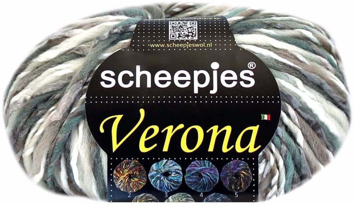 AANBIEDING: SCHEEPJES VERONA - 007 Groen, Wit, Grijs. PAK MET 10 BOLLEN a 100 GRAM. INCL. Gratis Digitale vinger haak en brei toerenteller