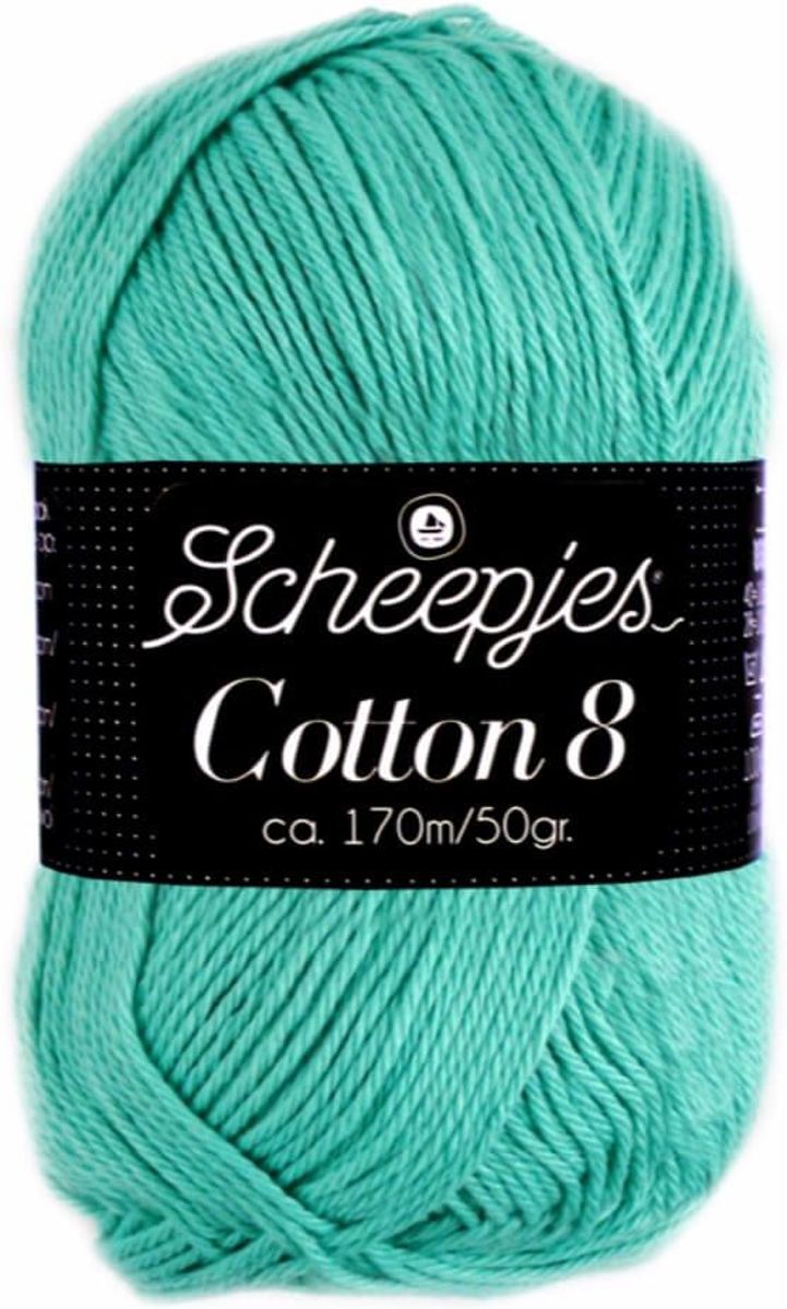 SCHEEPJES COTTON - 665 MINTGROEN. PAK MET 7 BOLLEN a 50 GRAM. KL.NUM. 10.