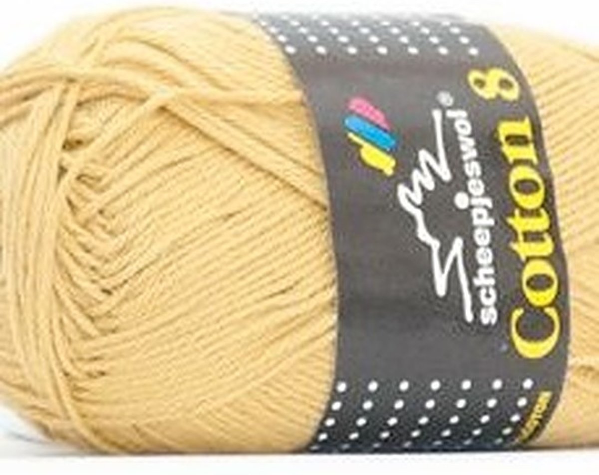 SCHEEPJES COTTON 668 LICHT OLIJFGROEN. PAK MET 8 BOLLEN a 50 GRAM. KL.NUM. 3.