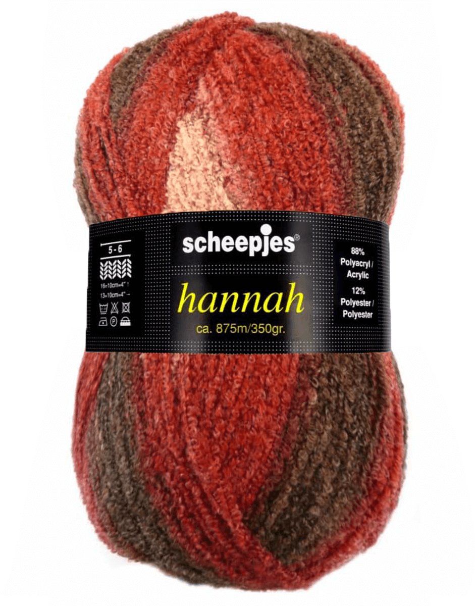 SCHEEPJES HANNAH - 025 Rood, Roze, Bruin. 1 BOL a 350 GRAM KL.NUM. 75299.