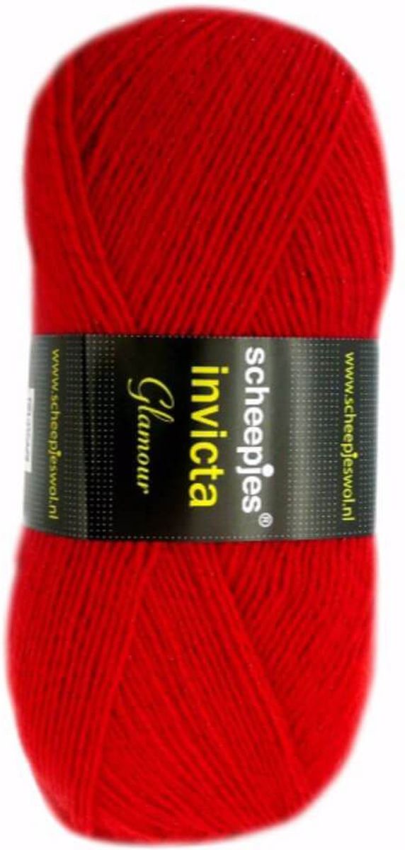 SCHEEPJES INVICTA GLAMOUR - 522 ROOD. PAK MET 5 BOLLEN a 100 GRAM. KL.NUM. 69170.