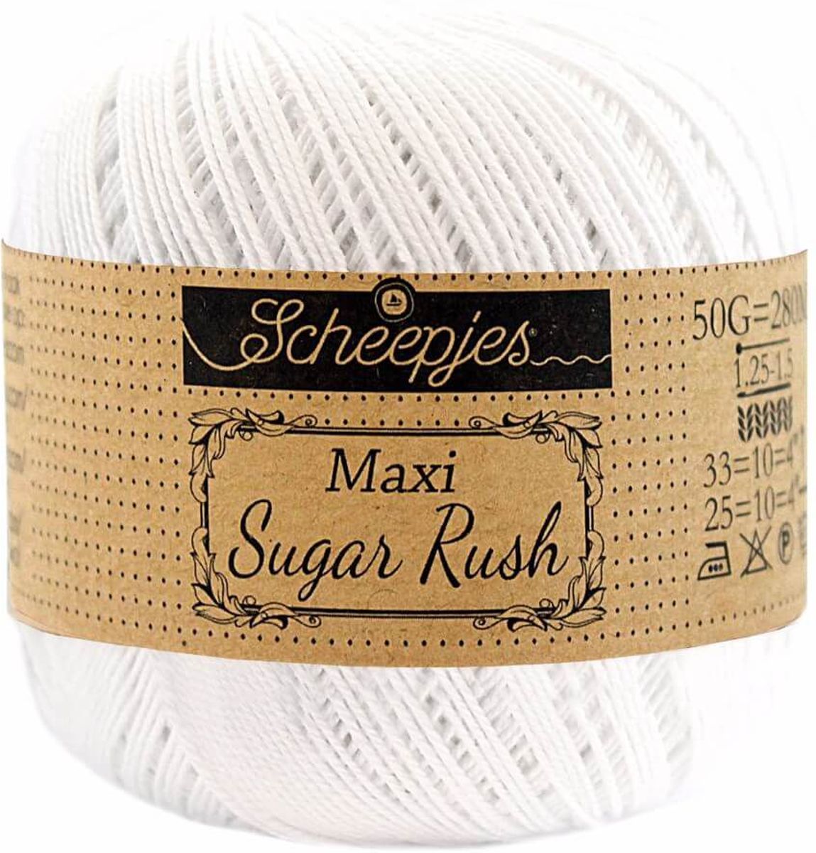 SCHEEPJES MAXI SUGAR RUSH - 106 SNOW WHITE. PAK MET 5 BOLLEN a 50 GRAM. KL.NUM. 3.