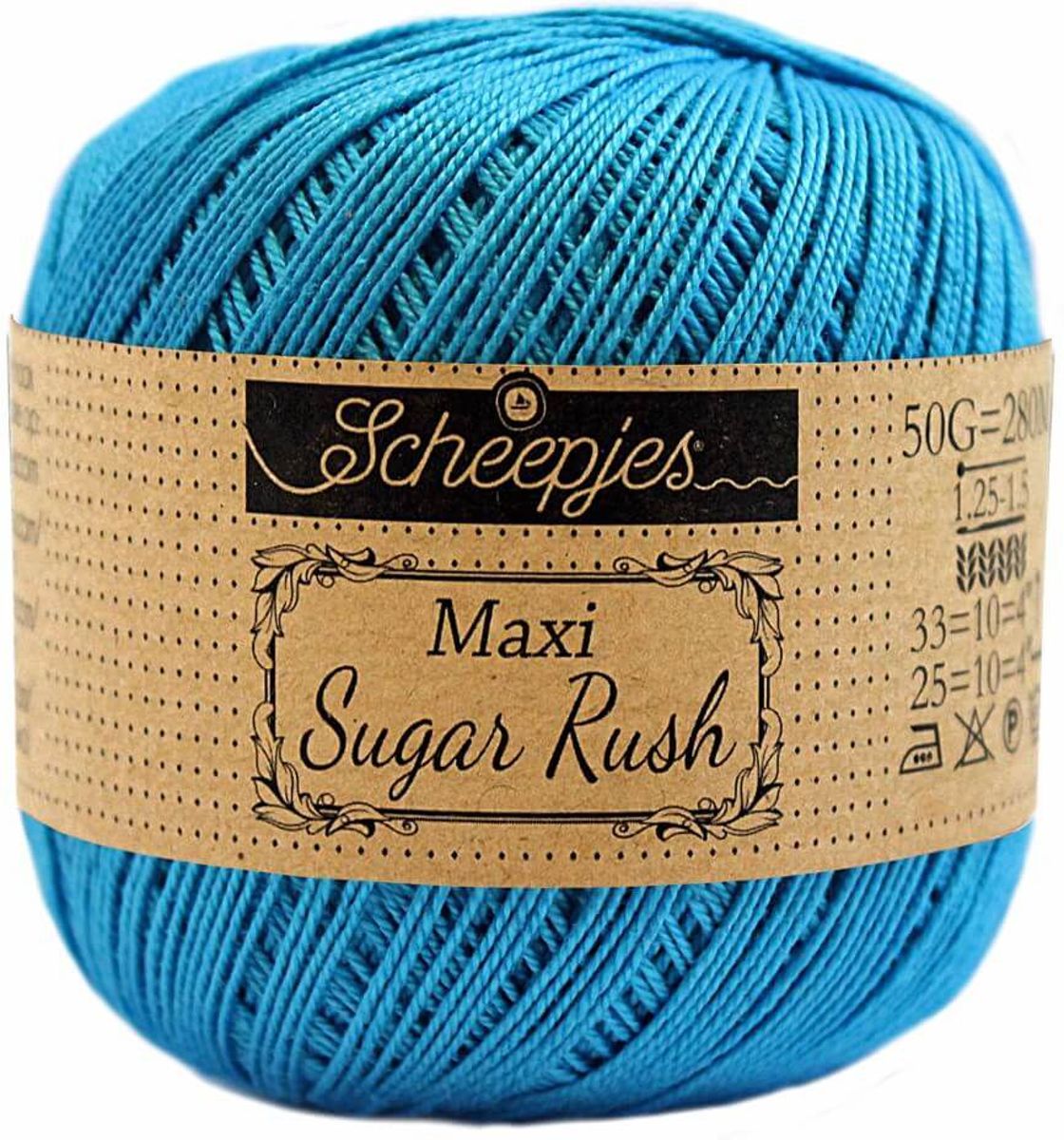 SCHEEPJES MAXI SUGAR RUSH - 146 VIVID BLUE. PAK MET 5 BOLLEN a 50 GRAM. KL.NUM. 1.