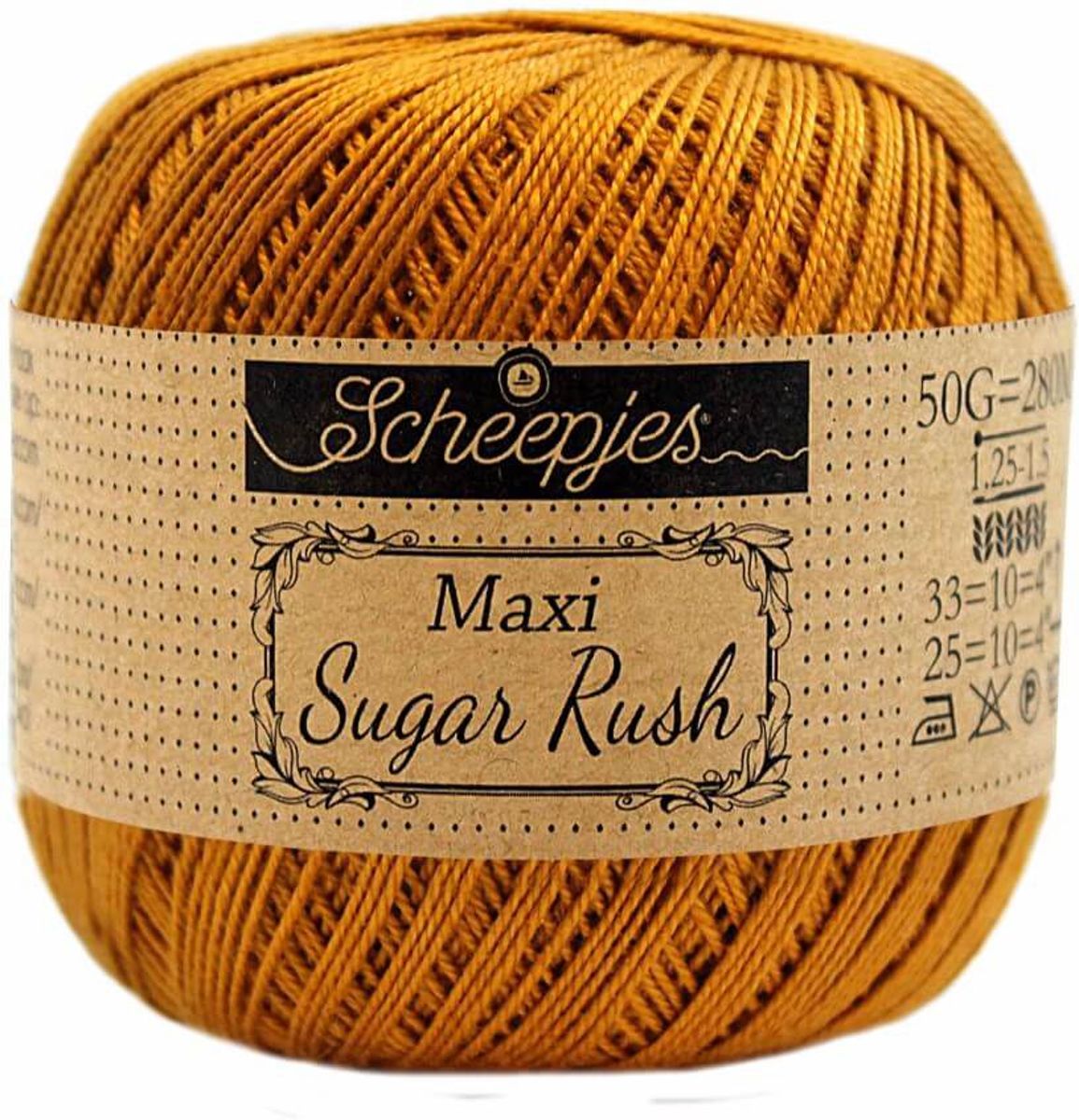 SCHEEPJES MAXI SUGAR RUSH - 383 GINGER GOLD. PAK MET 5 BOLLEN a 50 GRAM. KL.NUM. 2.