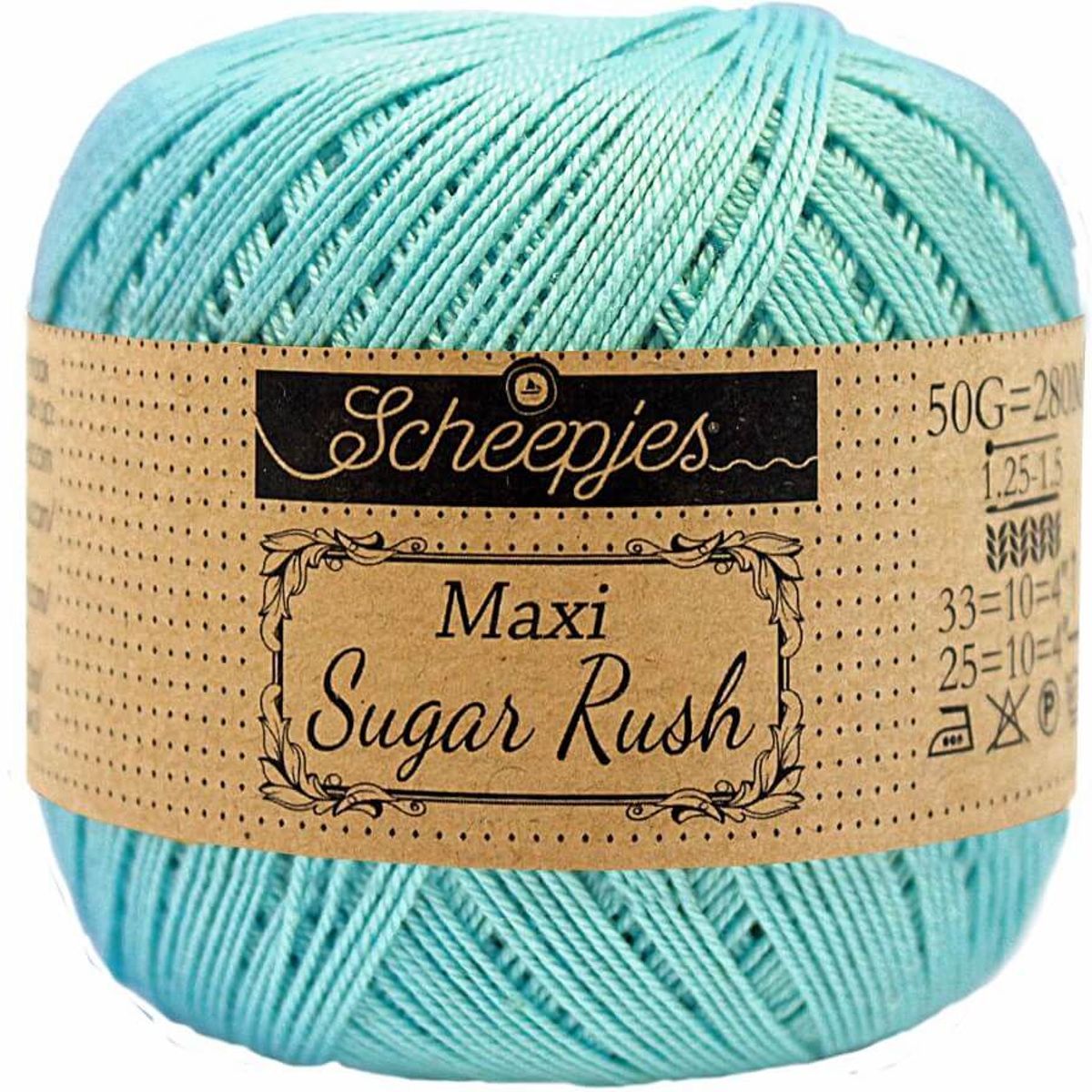 SCHEEPJES MAXI SUGAR RUSH - 397 CYAN. PAK MET 5 BOLLEN a 50 GRAM. KL.NUM. 1.