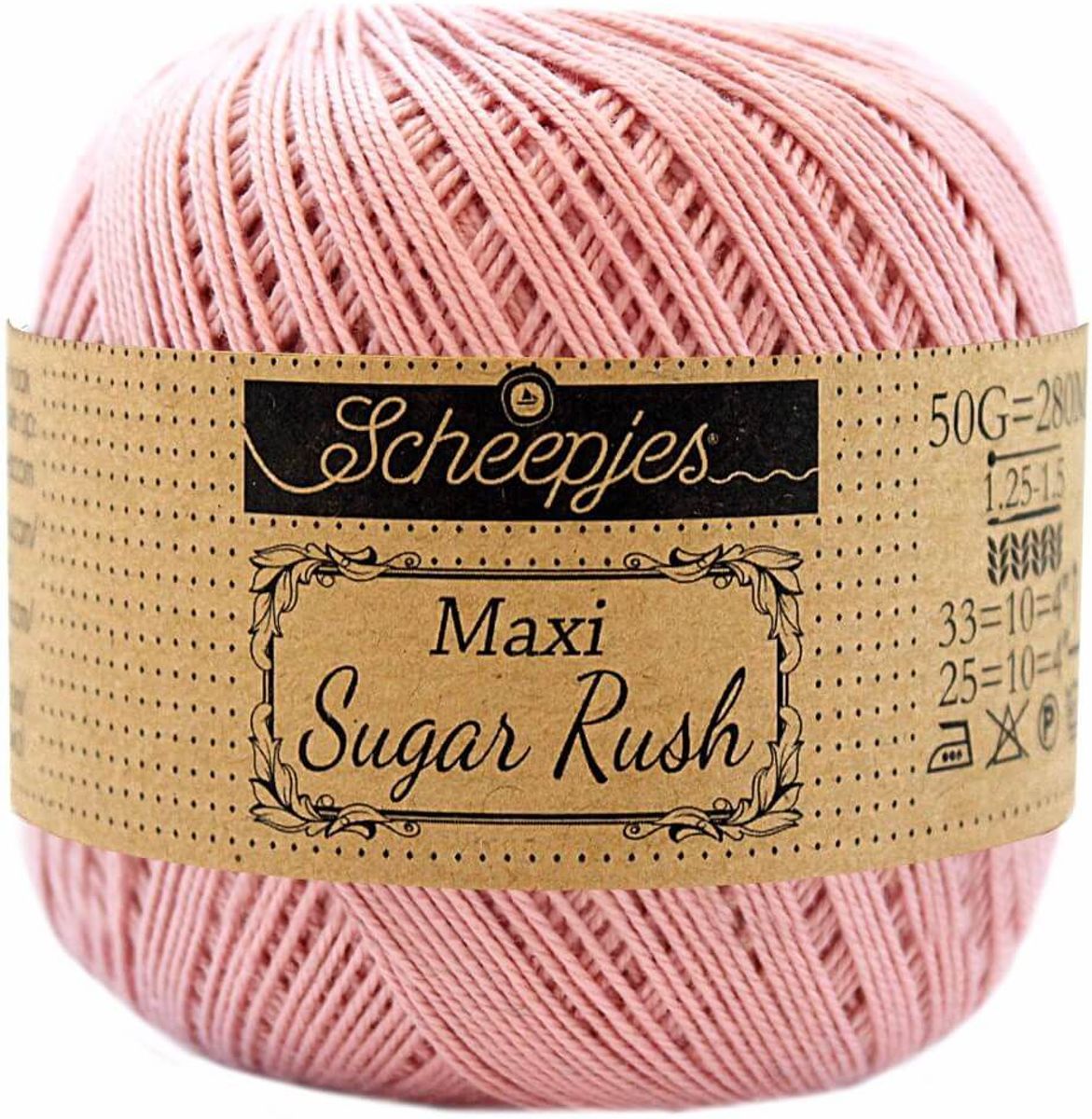 SCHEEPJES MAXI SUGAR RUSH - 408 OLD ROSA. PAK MET 5 BOLLEN a 50 GRAM. KL.NUM. 2.