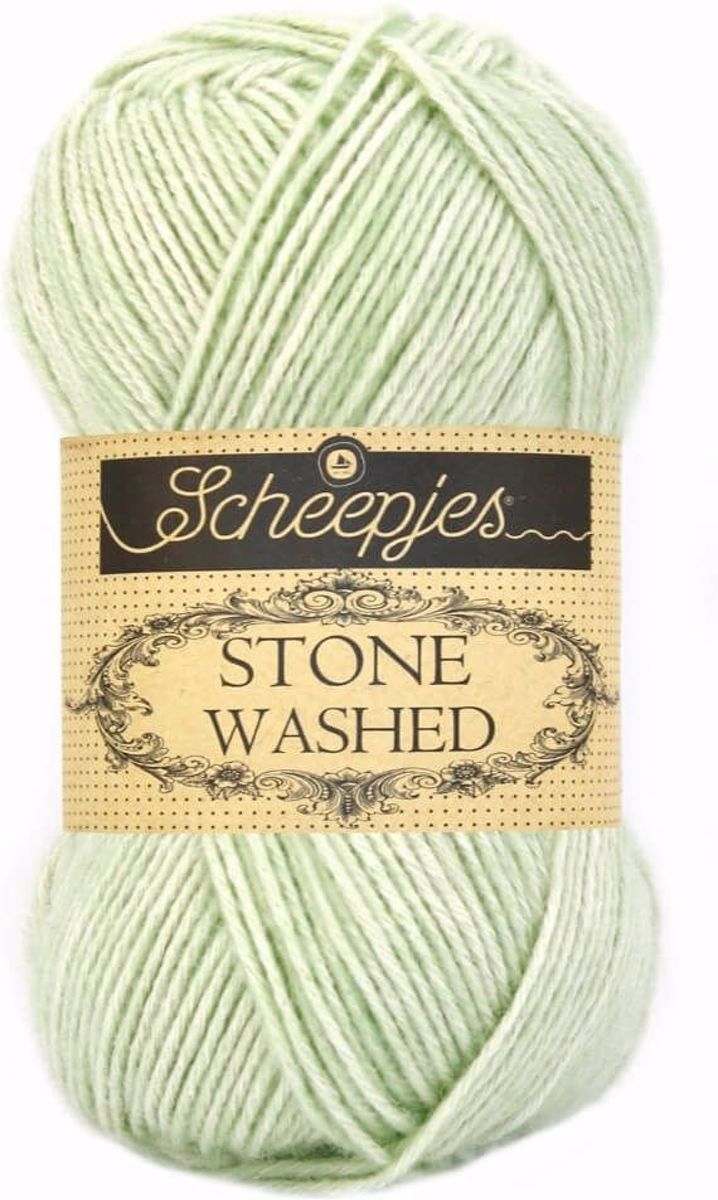 SCHEEPJES STONE WASHED - 819 NEW JADE. PAK MET 10 BOLLEN a 50 GRAM. INCL. Gratis Digitale vinger haak en brei toerenteller.