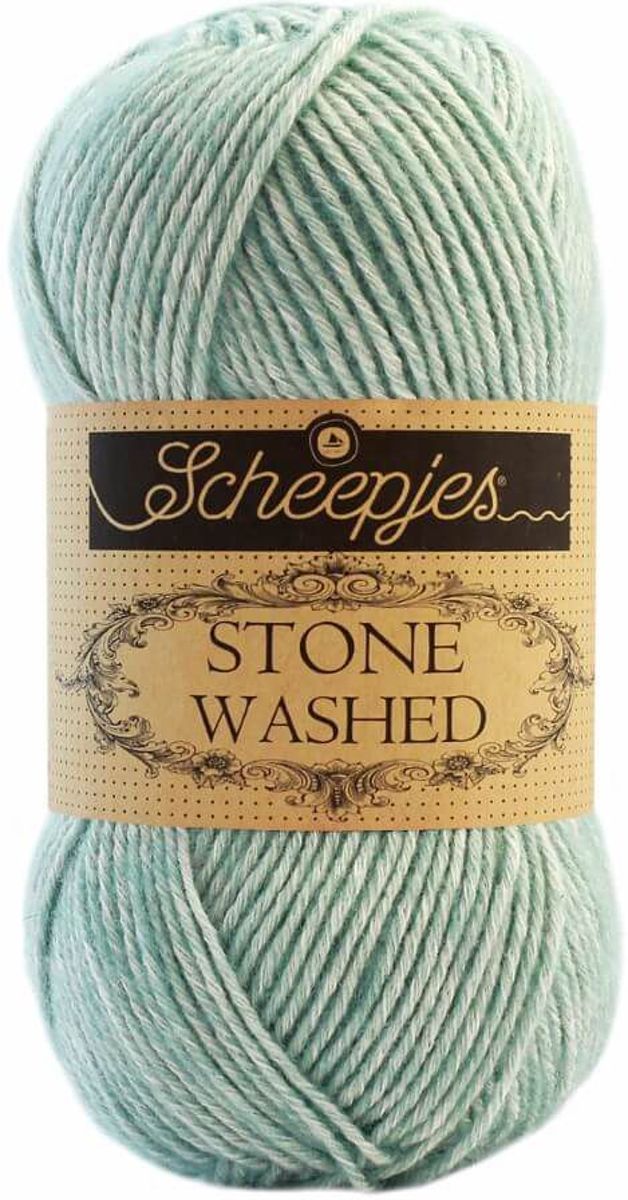 SCHEEPJES STONE WASHED - 828 LARIMAR. PAK MET 10 BOLLEN a 50 GRAM.  INCL. Gratis Digitale vinger haak en brei toerenteller