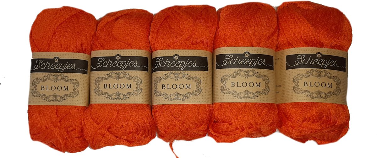 Scheepjes BLOOM Kleur 415 Tiger Lily pakket 5 x 50 gr = 5 bollen DUURZAAM