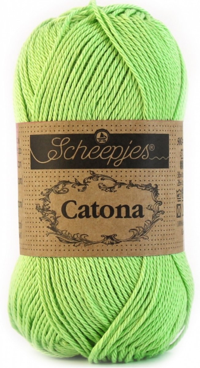 Scheepjes Catona - 513 Apple Green. PAK MET 10 BOLLEN a 50 GRAM.