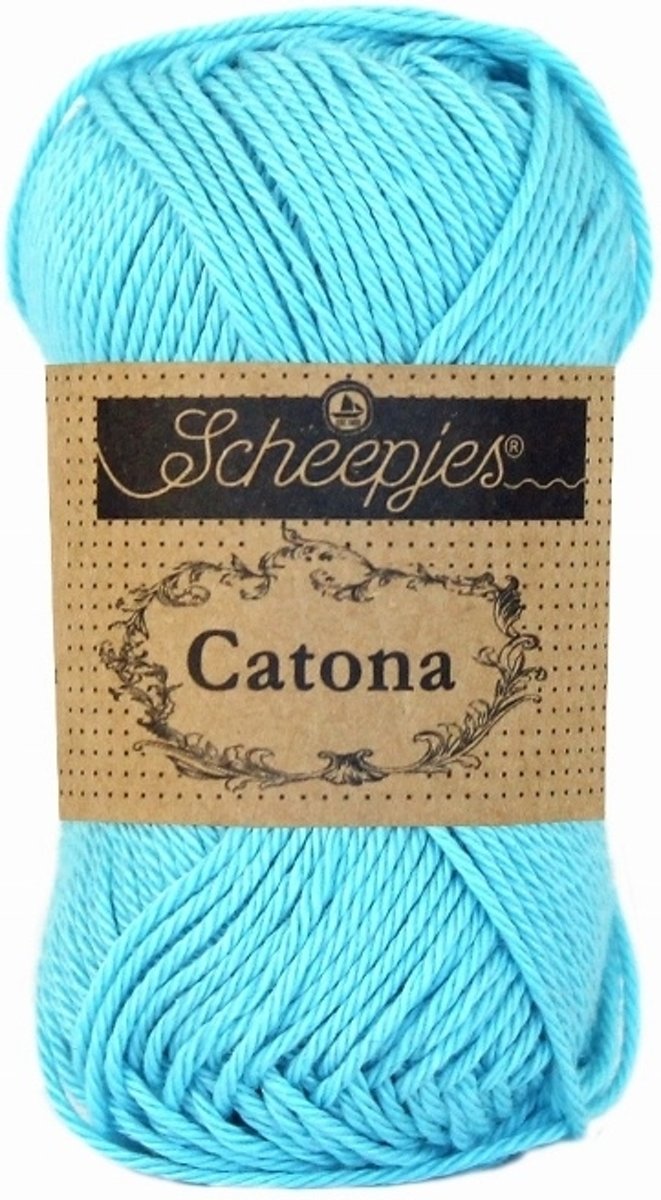 Scheepjes Catona 397 Cyan. PAK MET 10 BOLLEN a 50 GRAM.