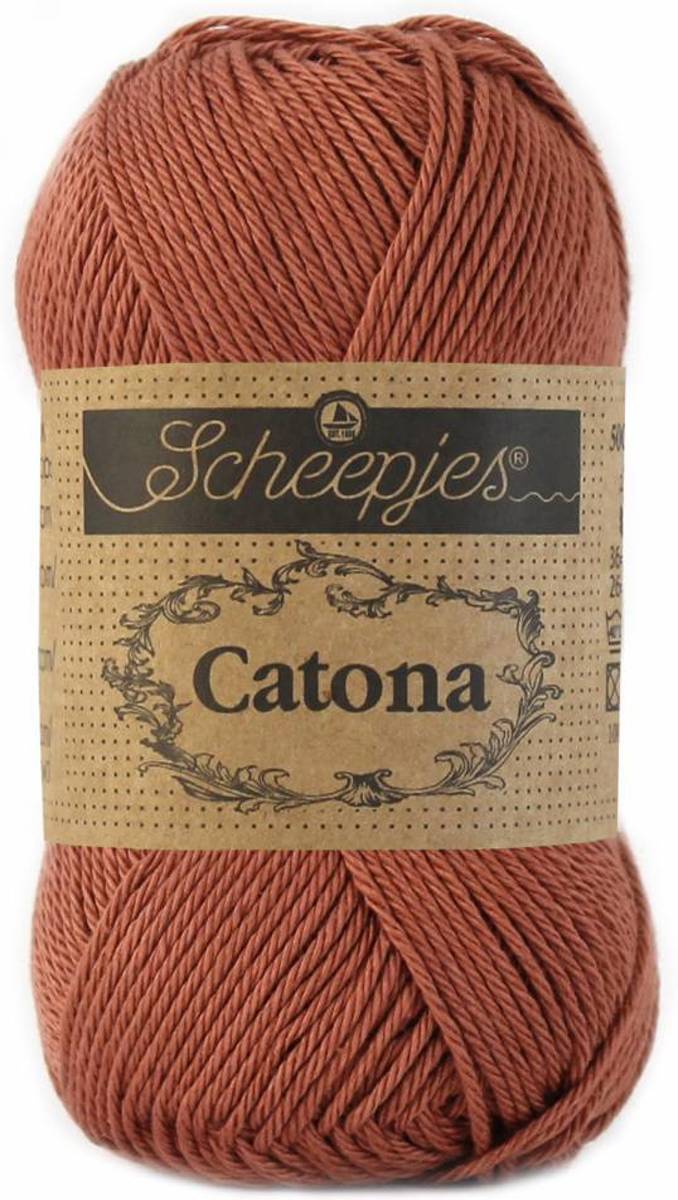 Scheepjes Catona Brick Red (504) PAK MET 10 BOLLEN a 50 GRAM.