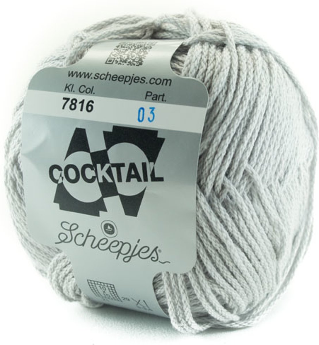 Scheepjes Cocktail grijs licht 7816 - PAK MET 6 BOLLEN a 50 GRAM. KL.NUM. 03.