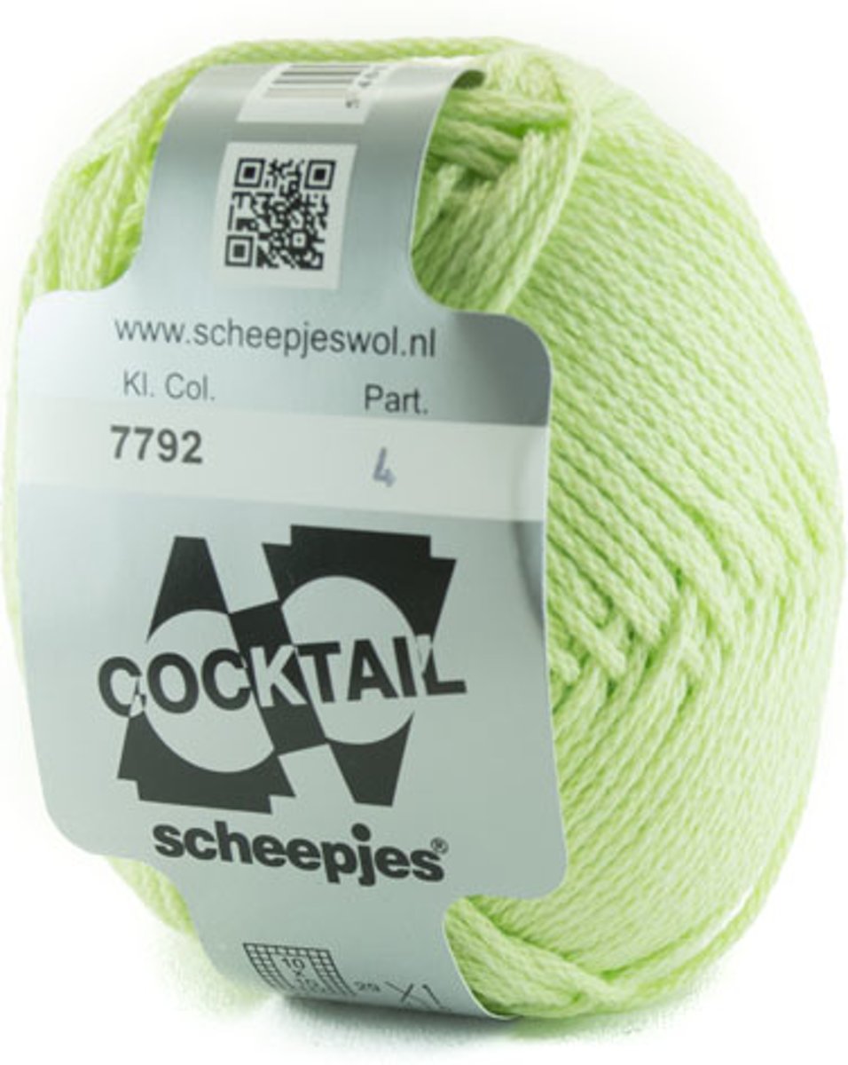 Scheepjes Cocktail groen-licht lime 7792 - PAK MET 6 BOLLEN a 50 GRAM. KL.NUM. 4.