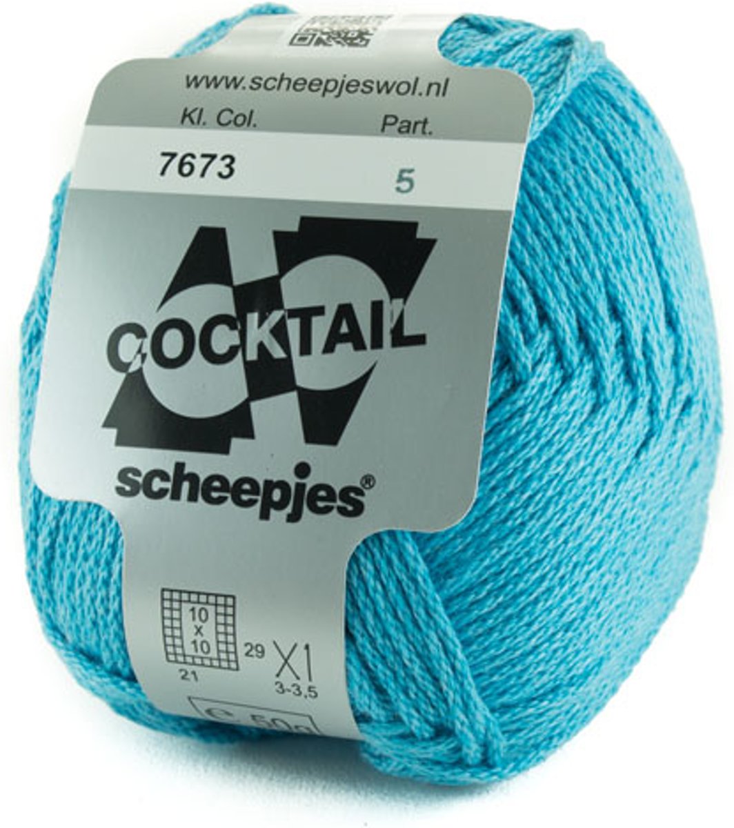 Scheepjes Cocktail turquoise donker 7673 . PAK MET 10 BOLLEN a 50 GRAM.