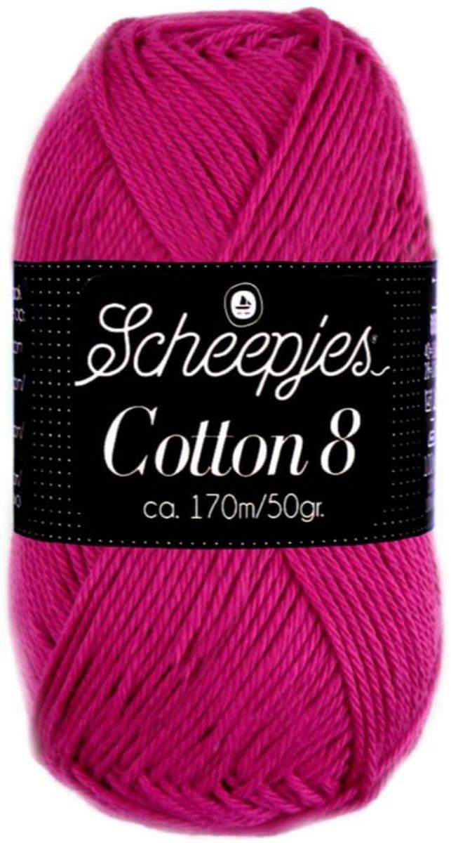 Scheepjes Cotton 8 Fuchsia Rose 720. PAK MET 11 BOLLEN a 50 GRAM. KL.NUM. 04.