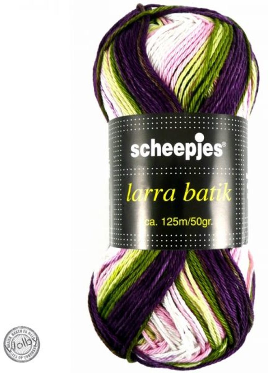 Scheepjes Larra Batik 7507 – Roze / Paars / Groen gemêleerd PAK MET 10 BOLLEN a 50 GRAM. KLEURNUMMER S8.