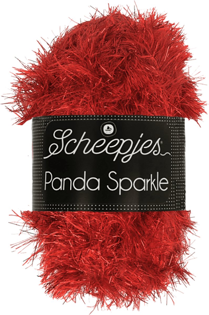 Scheepjes Panda Sparkle 356 rood. PAK MET 5 BOLLEN a 100 GRAM.