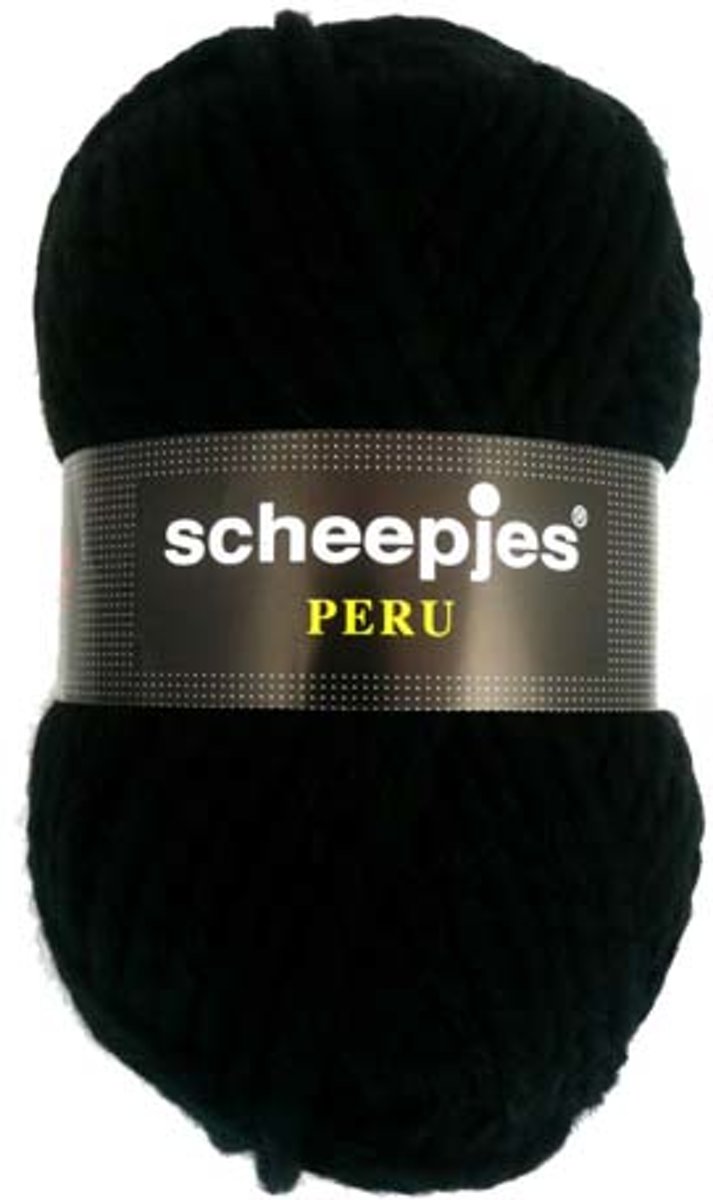 Scheepjes Peru - nr.100 Zwart. PAK MET 10 BOLLEN a 100 GRAM. KL.NUM. 180788.