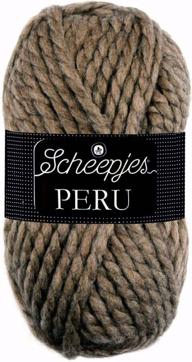 Scheepjes Peru 020 L bruin. PAK MET 5 BOLLEN a 100 GRAM. KL.NUM. 121649.