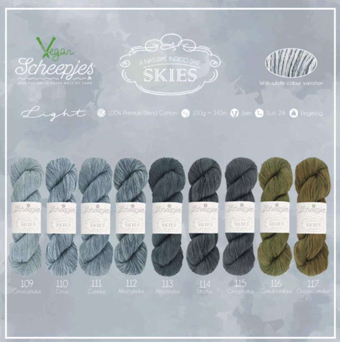 Scheepjes Skies light per streng van 100 gram - Alle 9 kleuren 100 gram per kleur