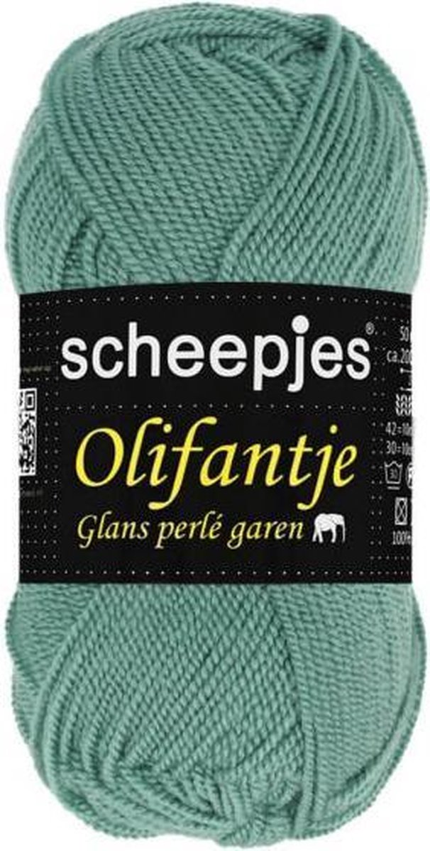 Scheepjes dun glans acryl garen Olifantje - groen - vintage groen (031) - naald 2 a 3