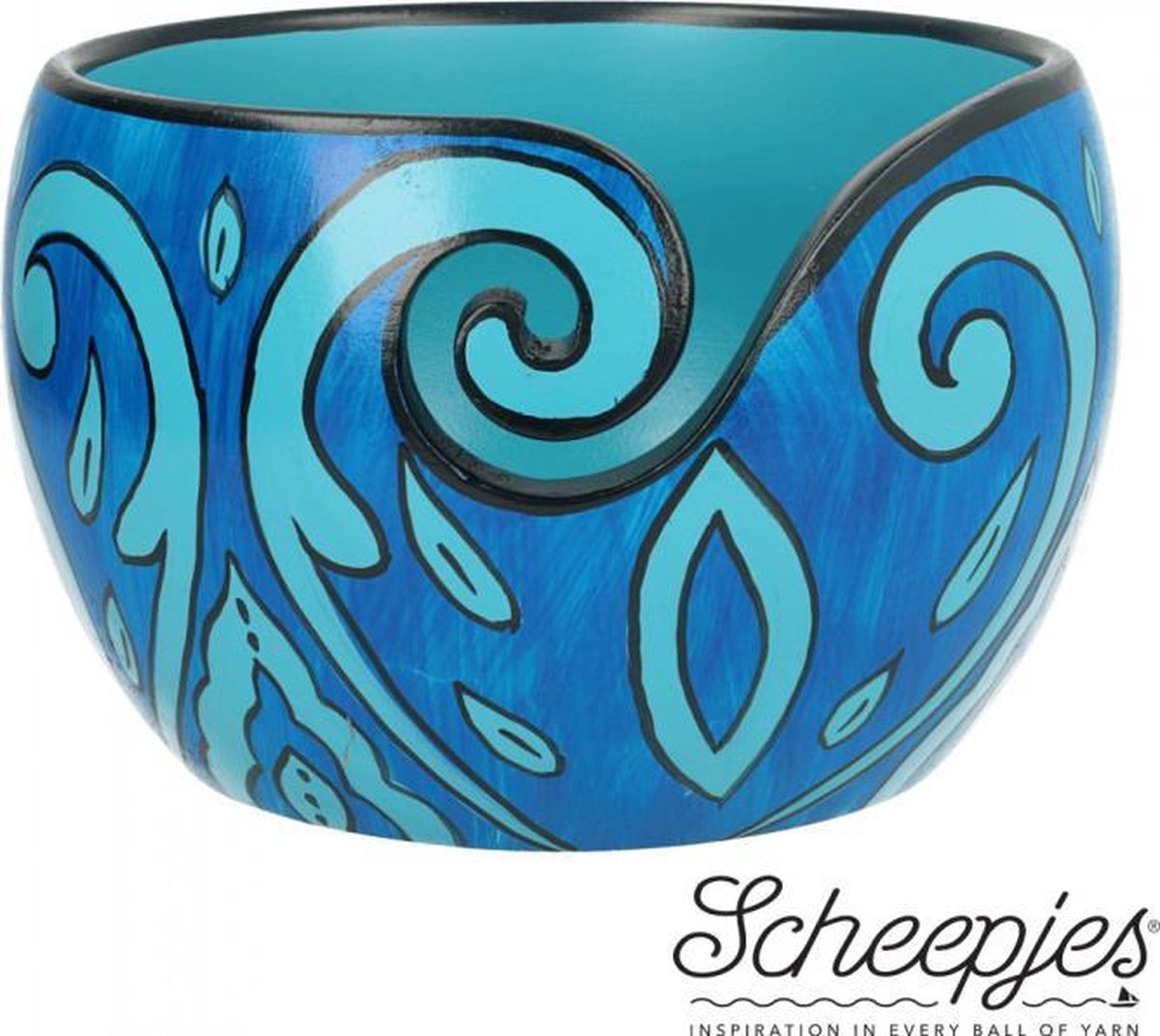 Scheepjes yarn bowl mango hout 11 x 12,5 cm Blue Leaf (duurzame webwinkel)