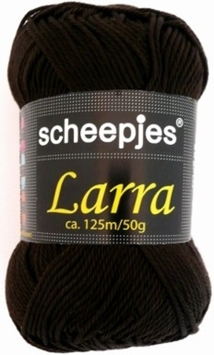 Scheepjeswol Larra 7411 Diep Donkerbruin. PAK MET 10 BOLLEN a 50 GRAM.