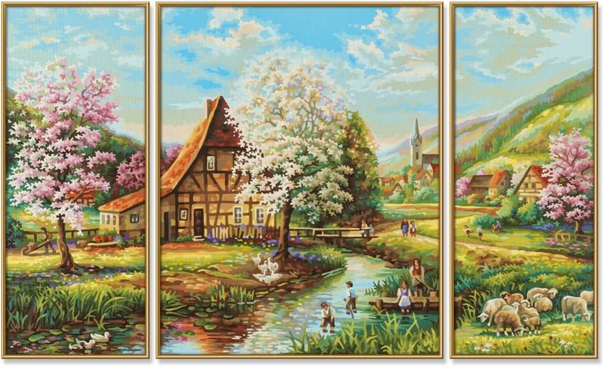 Schilderen op Nummer Schipper Landelijke Idylle (Triptychon) 50X80