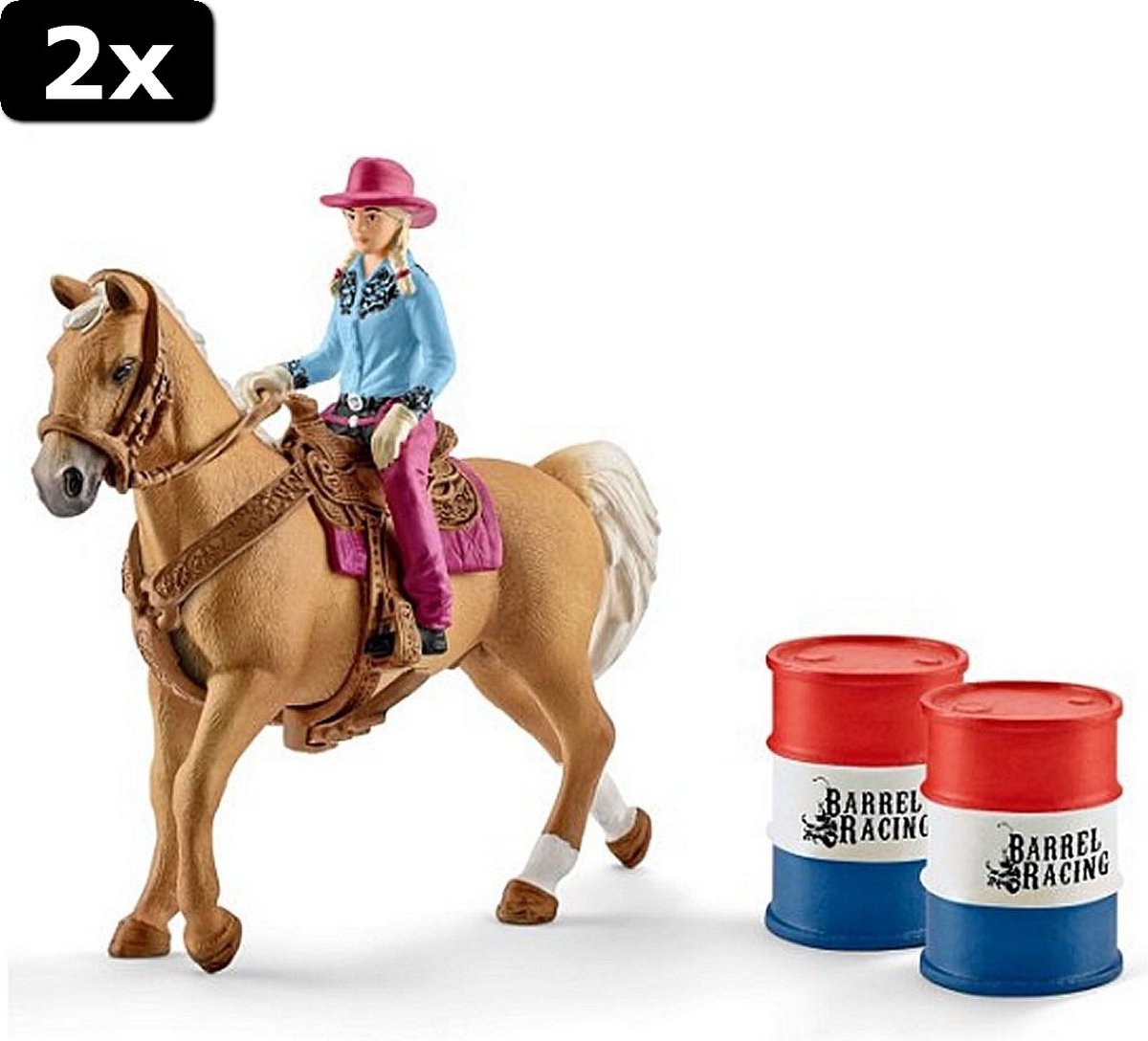 2x Schleich Barrel Racing met Cowgirl en Paard