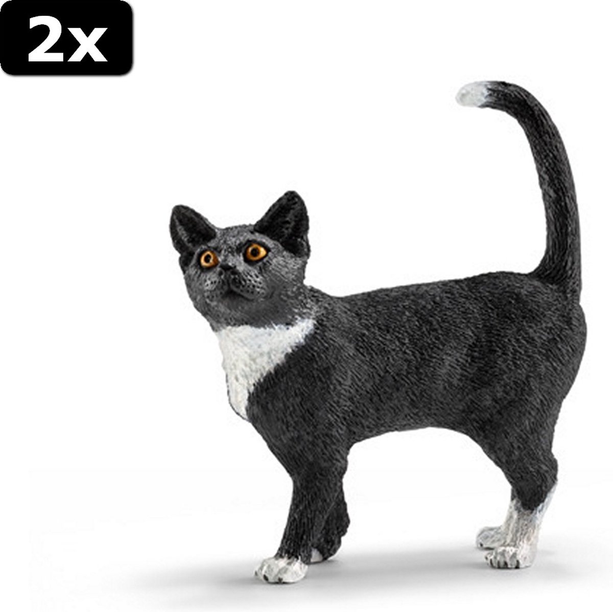 2x Schleich Speelfiguur Kat Staand