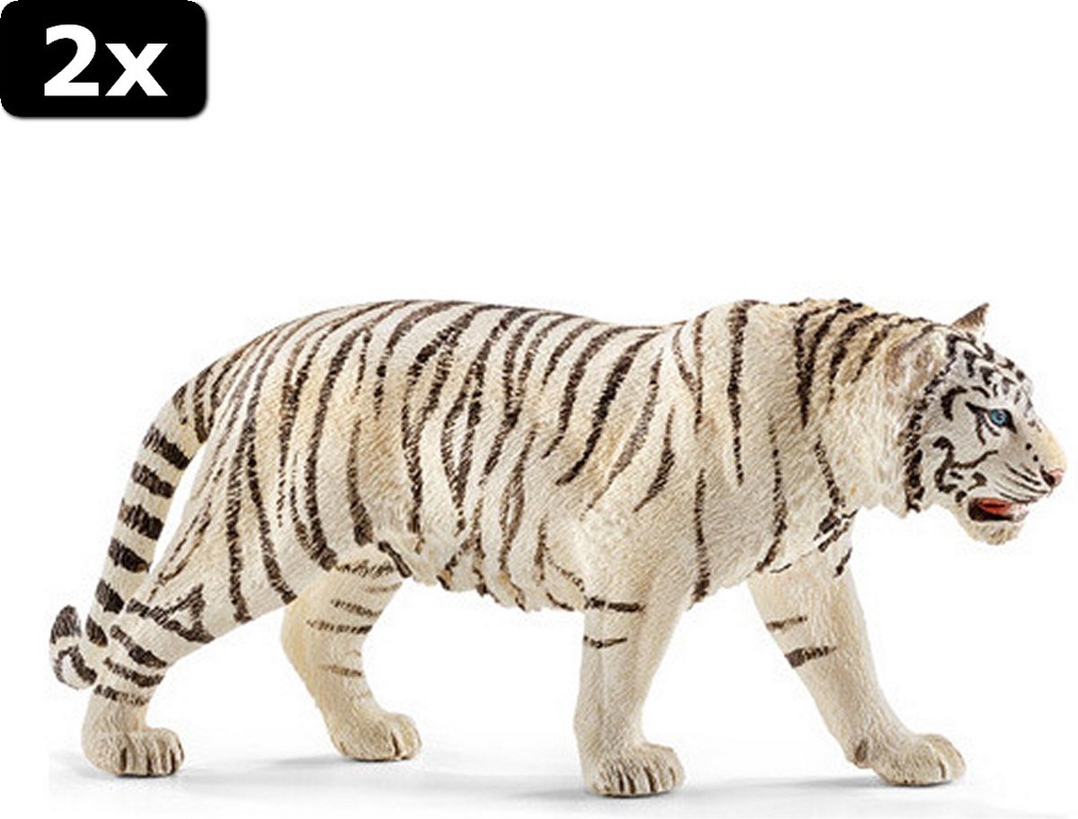 2x Schleich Speelfiguur Witte Tijger