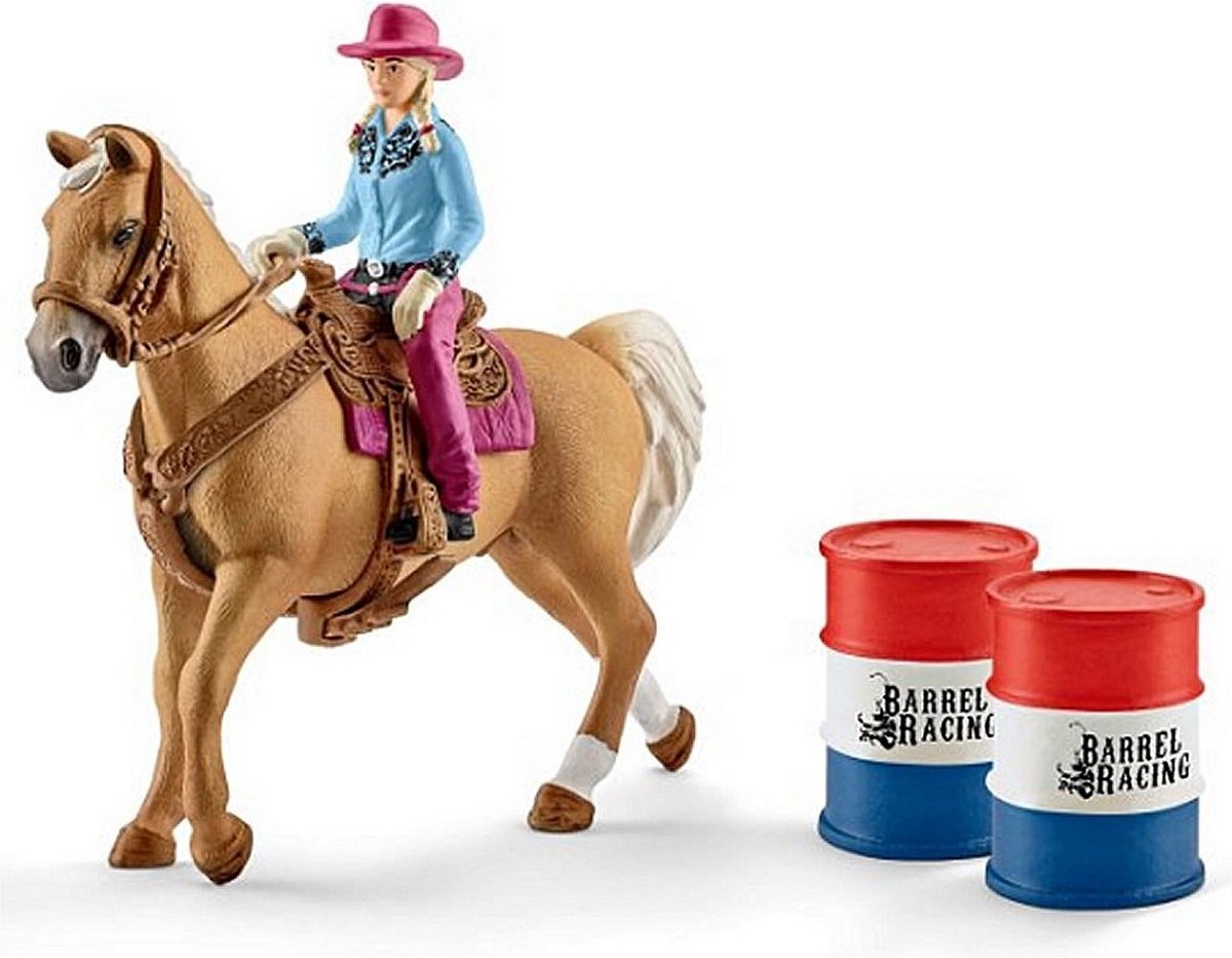 Schleich Barrel Racing met Cowgirl en Paard