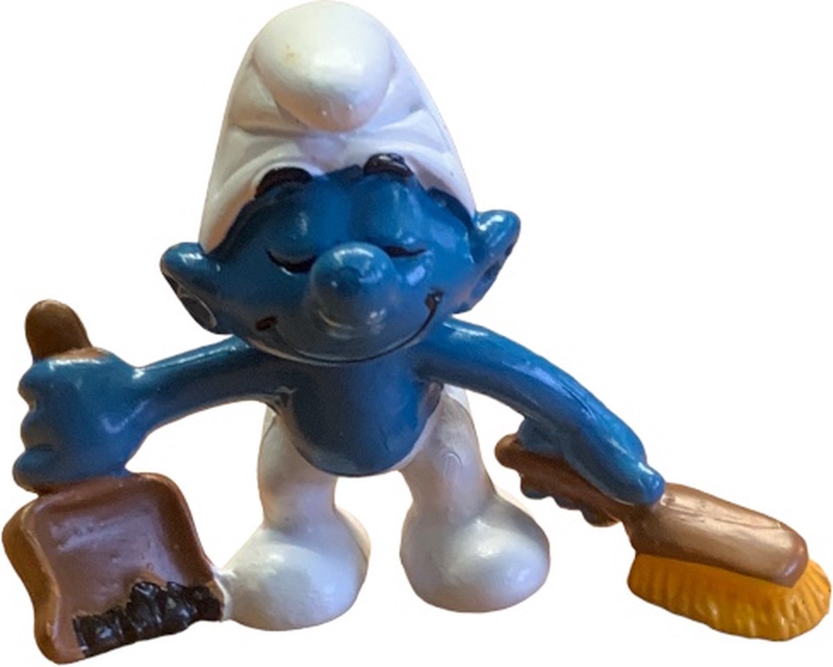 Schleich smurfen poppetje met Stoffer en Blik - 20189 - De Smurfen - Schoonmaker - 6 cm