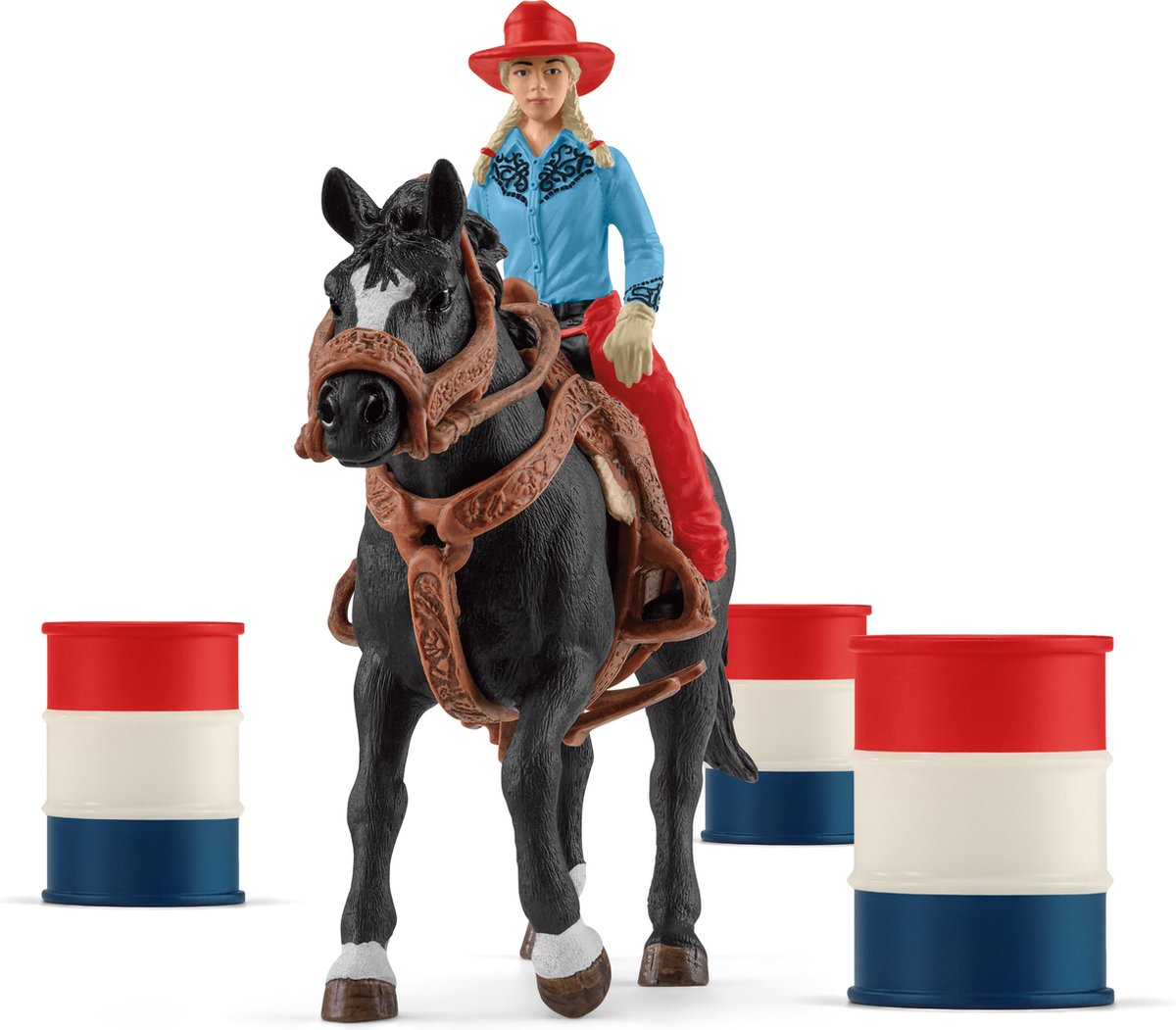 schleich FARM WORLD - Barrel racing met cowgirl - Kinderspeelgoed voor Jongens en Meisjes - 3 tot 8 jaar 42576