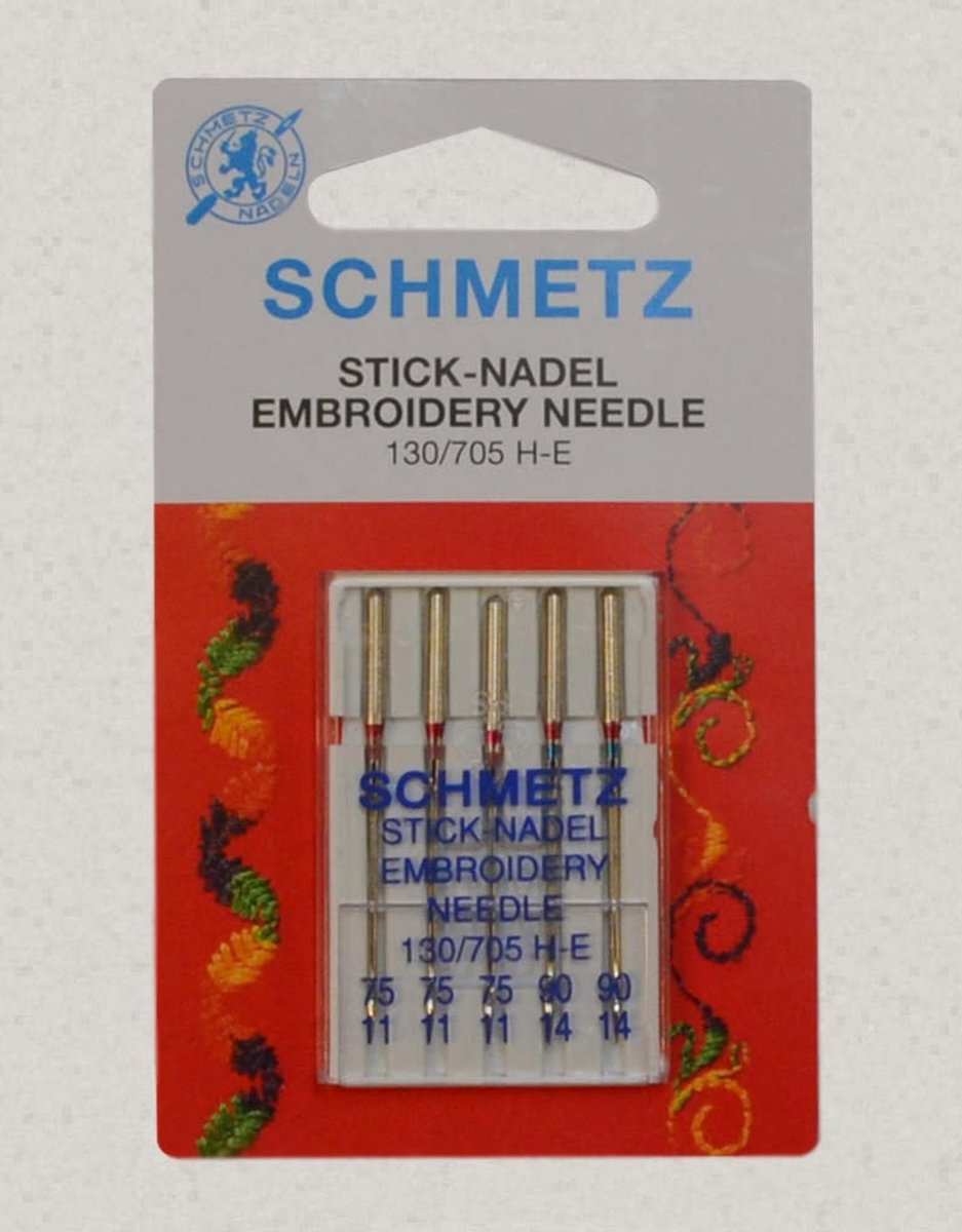 Schmetz naaimachinenaalden - 5 borduurnaalden - Stick-nadel - embroidery - 130/705 H-E - 75-75-75-90-90