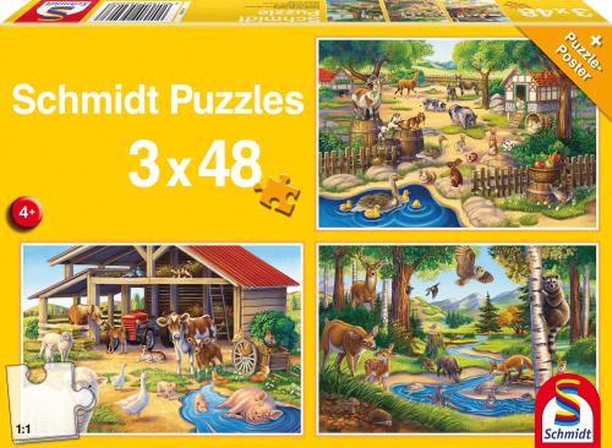 3-in-1 puzzel Al mijn lievelingsdieren junior 4-delig