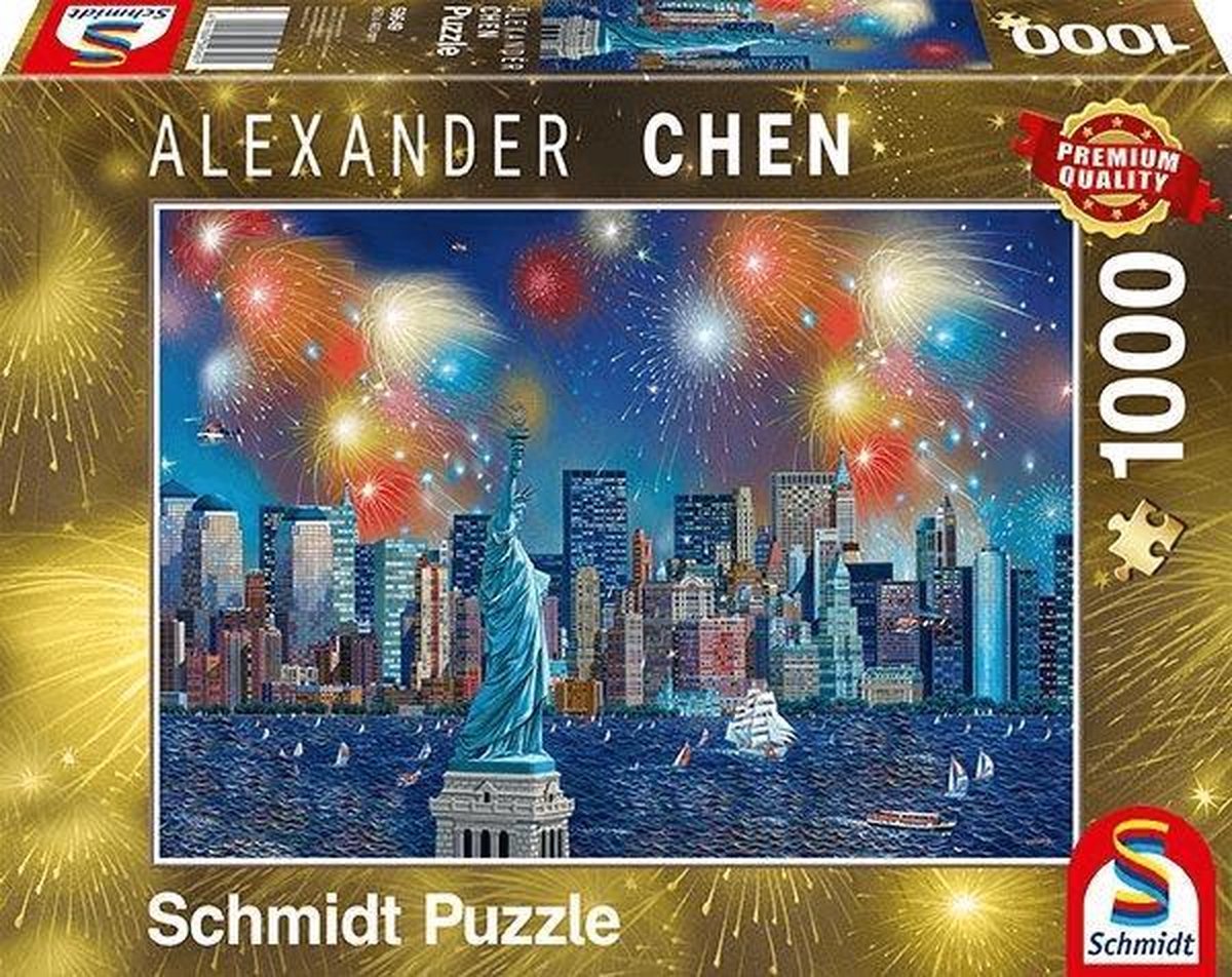 Vuurwerk bij het Vrijheidsbeeld, 1000 stukjes Puzzel