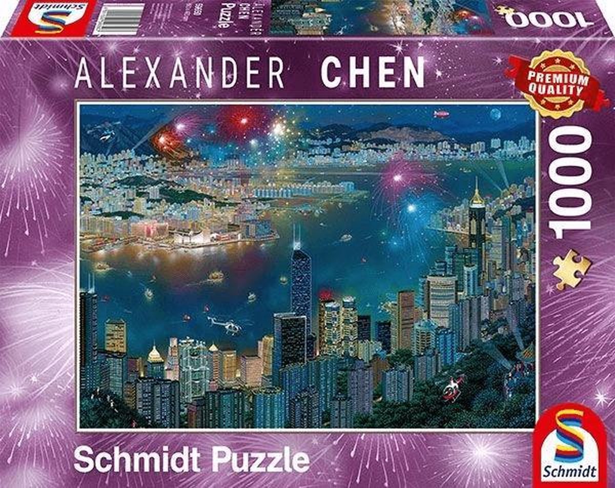 Vuurwerk boven Hong Kong, 1000 stukjes Puzzel