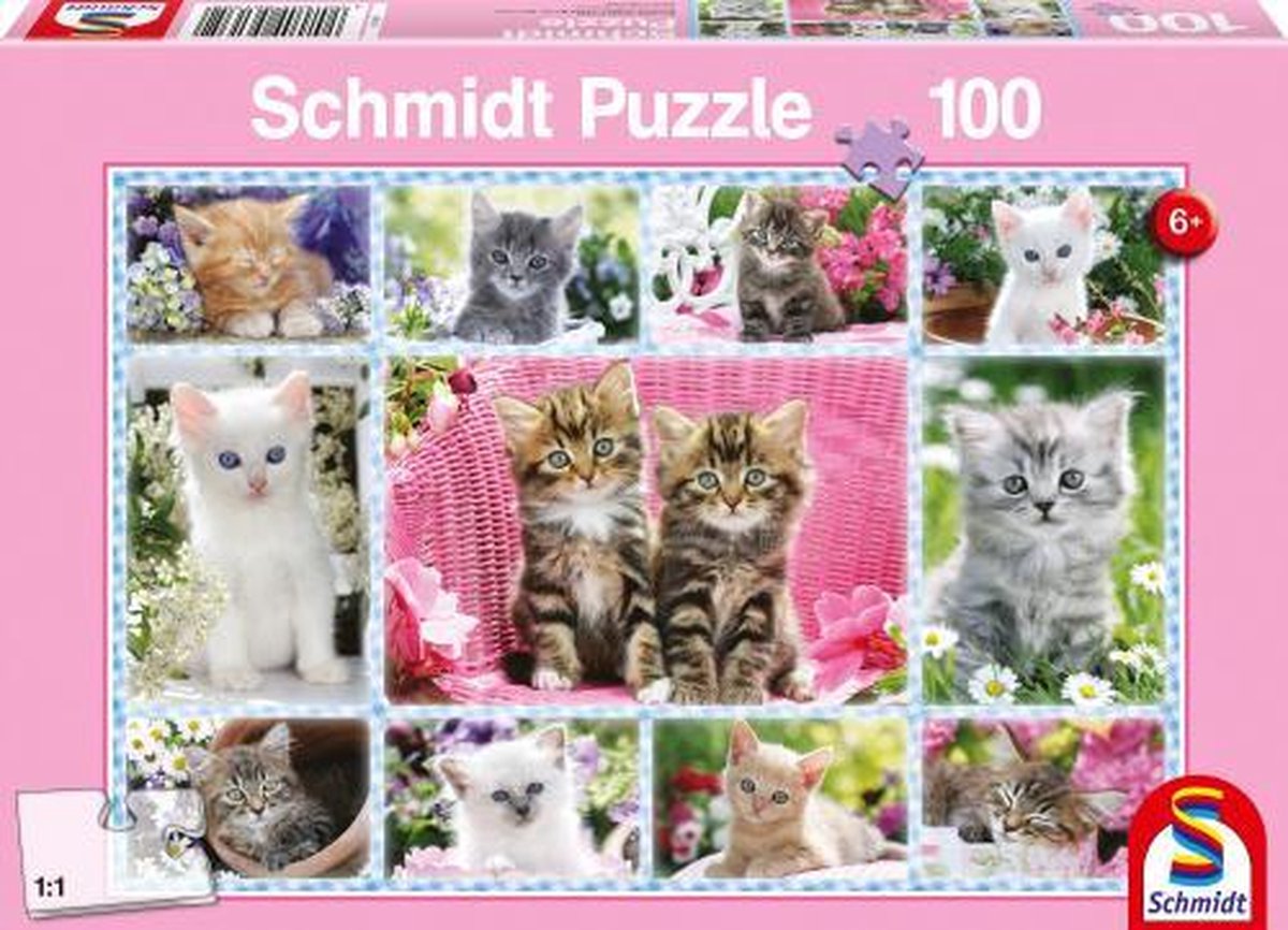 legpuzzel Kittens junior karton roze 100 stukjes