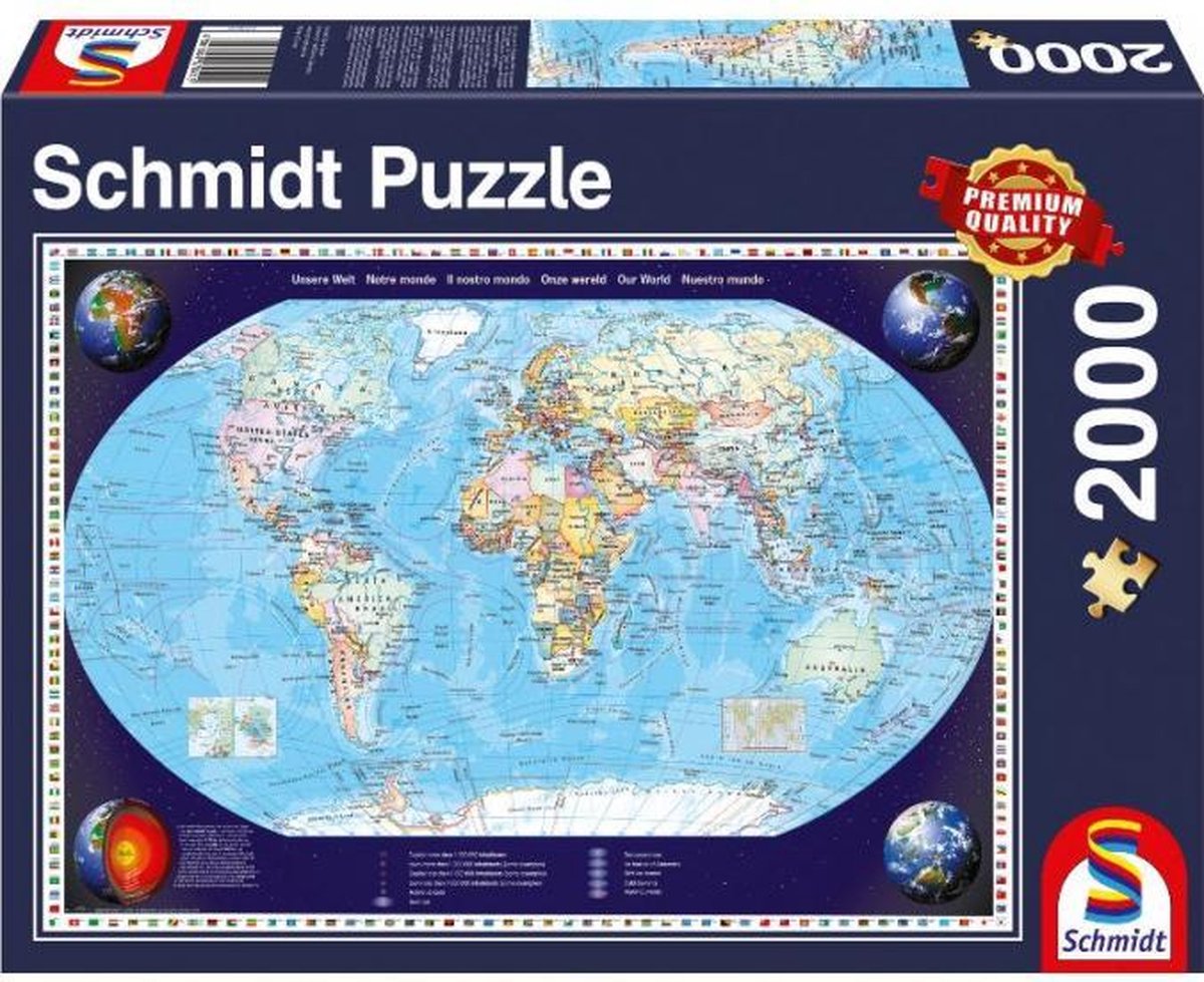 legpuzzel Onze wereld 96,8 cm karton blauw 2000 stukjes