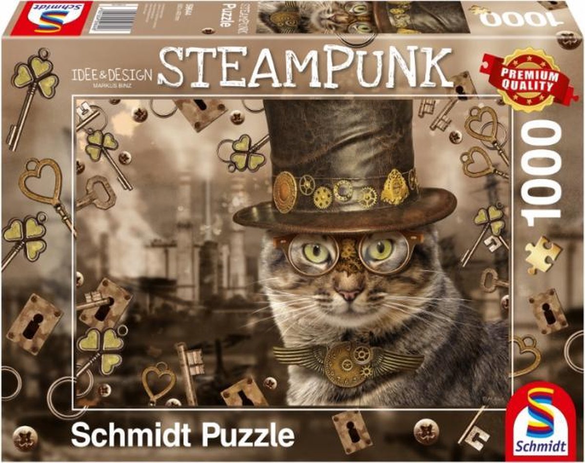 puzzel Steam Punk Kat 37 cm karton 1000 stukjes