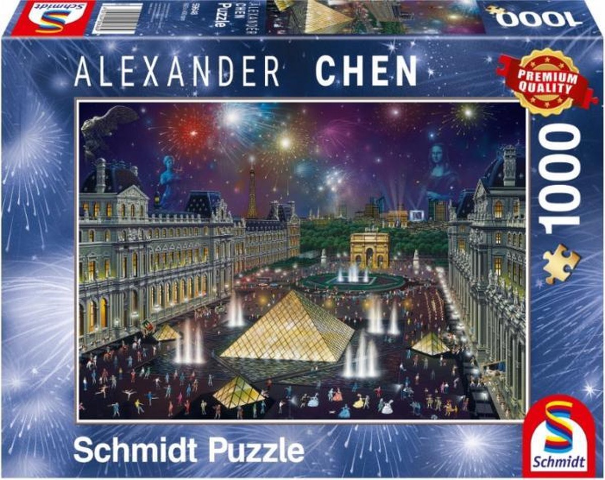 puzzel Vuurwerk Bij Het Louvre karton 1000 stukjes