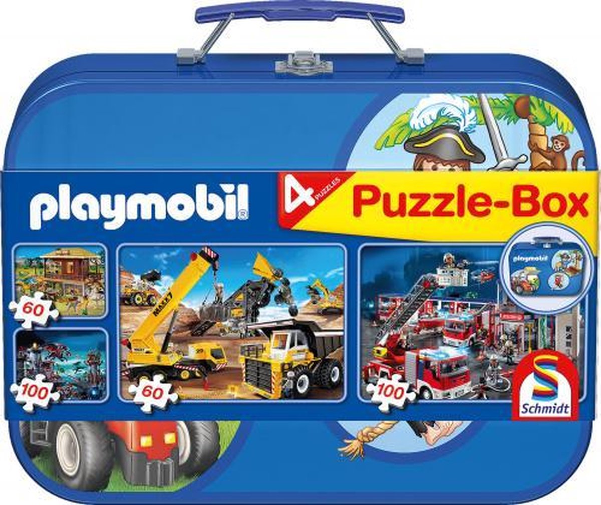 puzzelbox Playmobil jongens karton blauw 5-delig