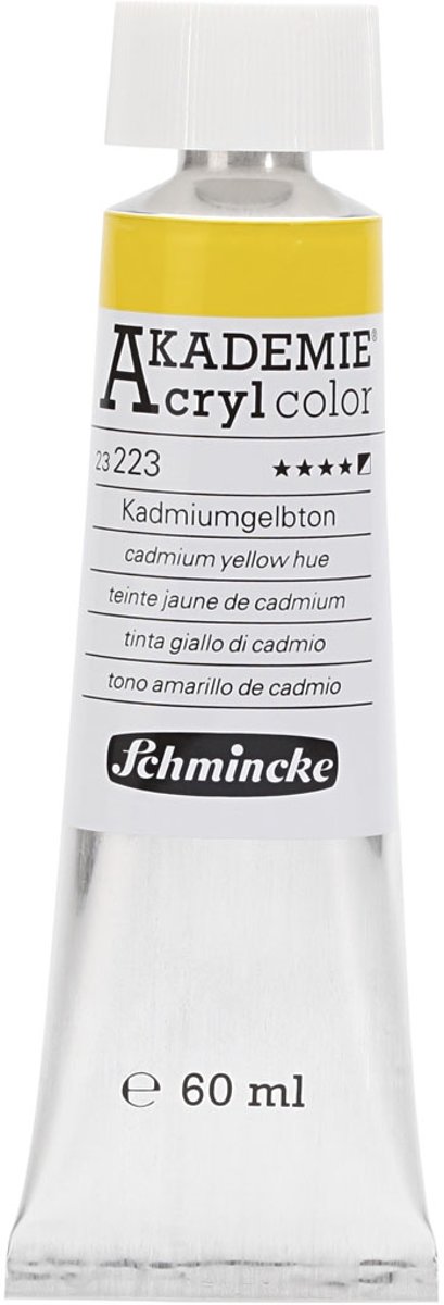 Schmincke AKADEMIE® Acryl color, semi-opaque, good fade resistant, 60 ml, cadmium yellow hue (223)