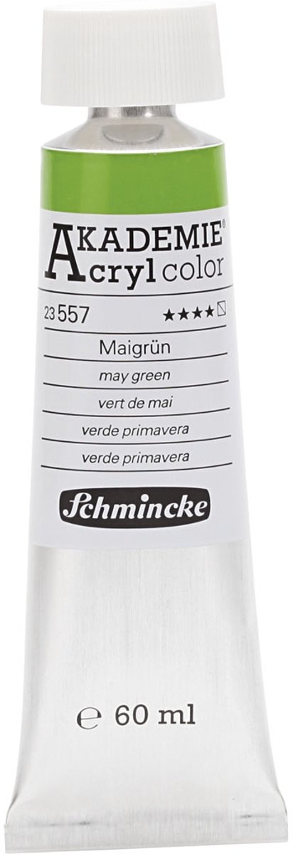 Schmincke AKADEMIE® Acryl color, semi-transparent, good fade resistant, 60 ml, may green (557)